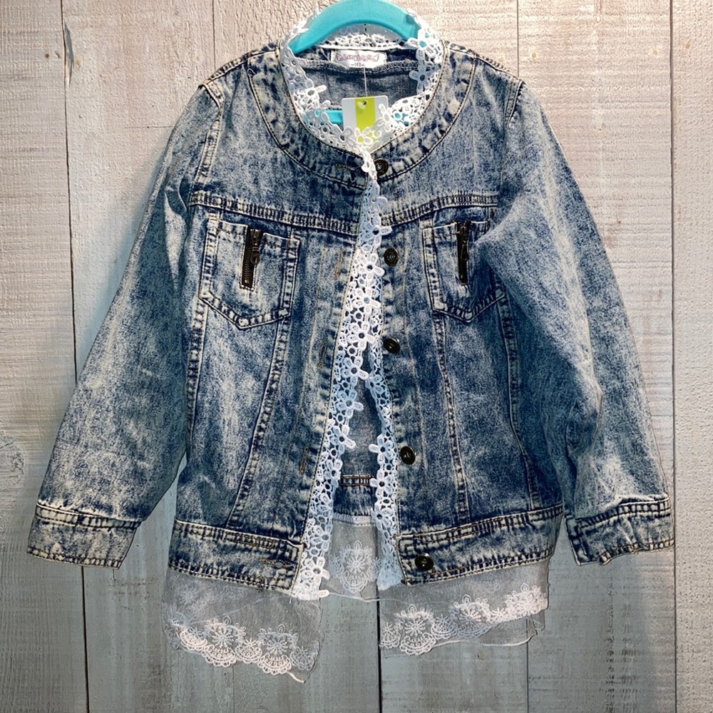 Denim Jacket with lace trim